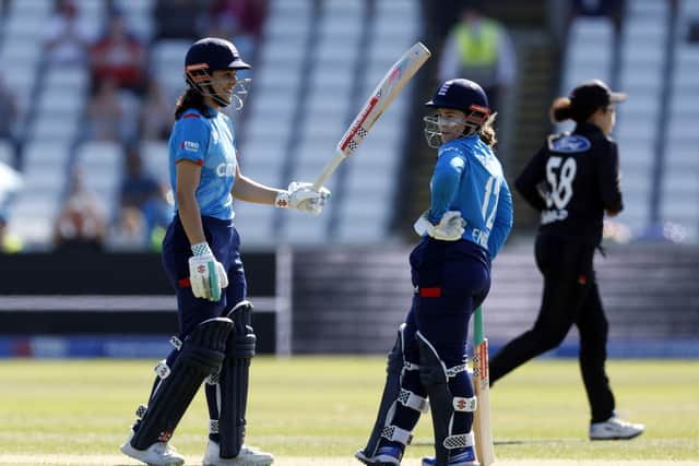 Bouchier made a 38-ball half-century in a 137-run opening partnership with Tammy Beaumont (76 not out) after England had bowled New Zealand out for 156.