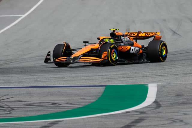 On lap 55, Norris made his first bid for the lead at Turn 3 but Verstappen put his Red Bull on the apex to stay ahead.