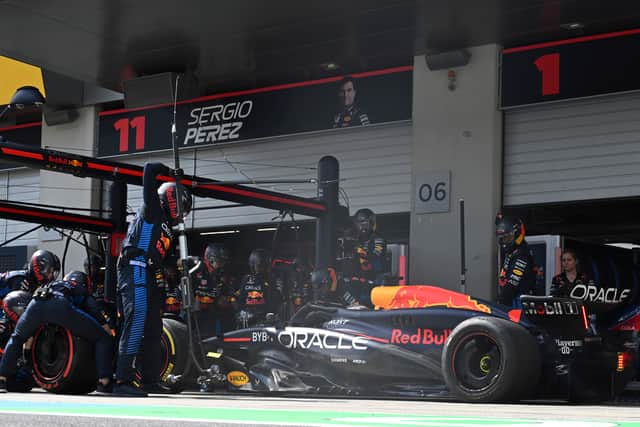 They were slow to bolt on Verstappen’s left-rear tyre, allowing Norris to take 4.5 seconds out of the world champion’s seven-second lead.