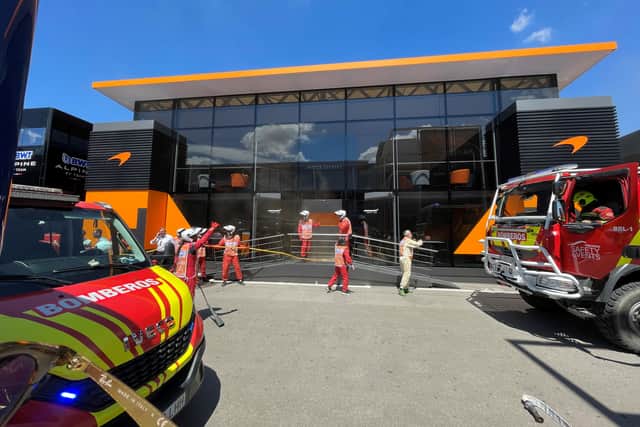 British driver Lando Norris was among those evacuated from the two-levelled suite which houses the team during a race weekend. The Pirelli and Alpine buildings, which flank McLaren’s hospitality suite, were also ordered out.