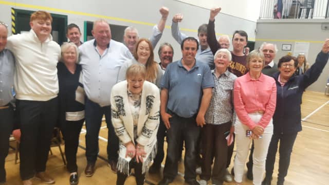 Hugh Egan and family and supporters celebrate