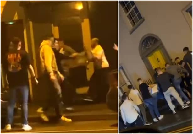Screenshots from the videos of the fight in Edenderry circulating widely in the area
