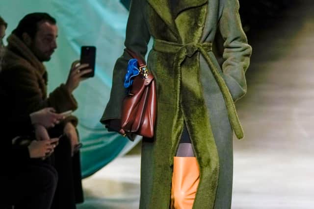 Accessories were typically standout – Delfina Delettrez Fendi, who is fourth generation in the Fendi fashion empire – was responsible for the jewellery, with models wearing chunky necklaces and geometric earrings.