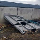The section of roof which blew off the Clara Town FC clubhouse