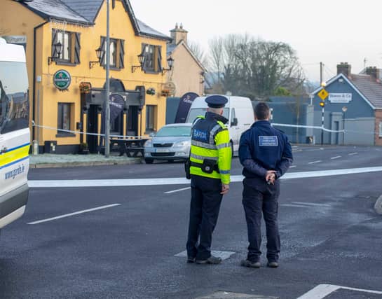 Gardai at the scene of the shooting in Sixmilebridge | PICTURE: Press 22