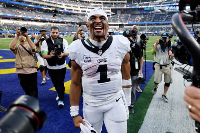 Hurts threw for 303 yards, including one touchdown pass and rushed for 72 yards, scoring a touchdown of his own.