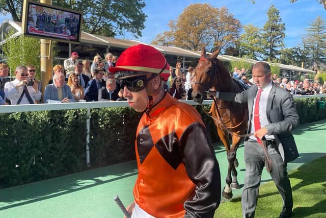 Demuro was able to begin celebrating before passing the post in front, such was the authority with which Ace Impact won, before performing a Frankie Dettori-like flying dismount on returning to the winner’s enclosure.