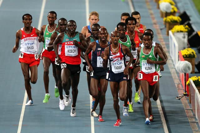 The Briton had faced competition from Dejen Gebremeskel, but the Ethiopian began to face with 100m to go and despite a late surge from Lagat, Farah held on to become the first British man to win a world title over 5,000m.