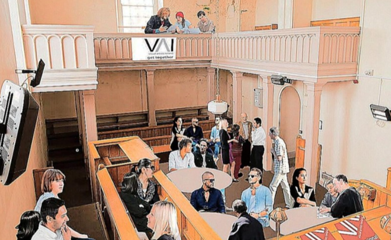 An artist's impression of the historic courtroom in Birr Courthouse.