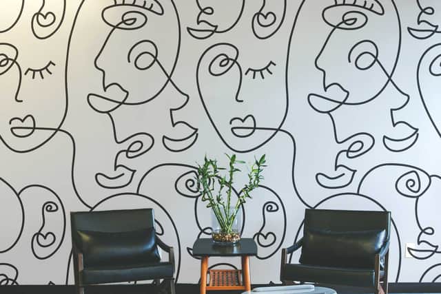 6. Moxie Abstract Face Art Wallpaper Mural, £25.95 per square metre, WallpaperMural