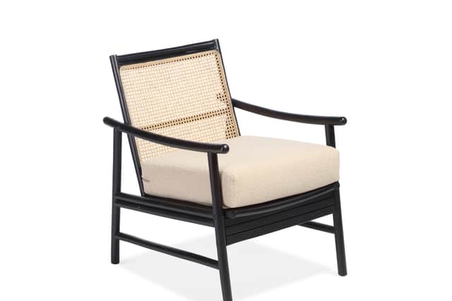 7. Borneo Black Wicker Chair with Boucle Latte Cushion, £224.99 (was £299.99), Desser