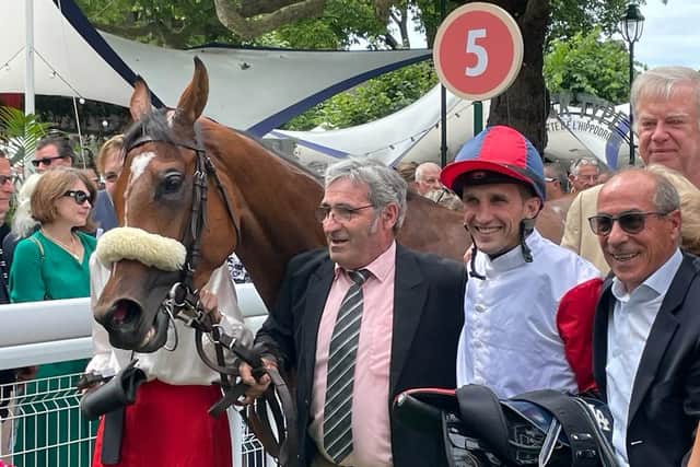 There was a small shock in the Prix Minerve as Maxime Cesandri’s Engaliwe came out on top in a three-way finish with Dschingis Star and the William Haggas-trained Crack Of Light.