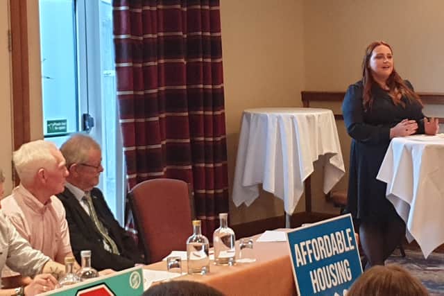 In her remarks, Ms Masterson (pictured below) paid tribute to those present at the meeting, saying they were the backbone of the party.