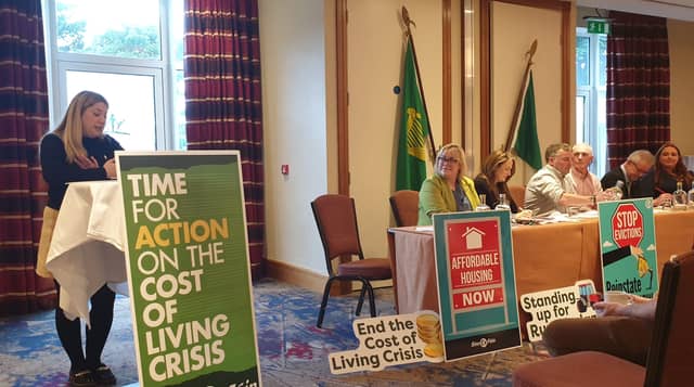 Theresa Bracken addresses the Sinn Fein Tullamore local election selection convention