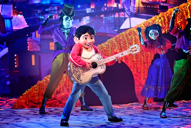 The toys’ gung-ho quest unwraps melodic interludes with Miguel from Coco, Carl, Russell and Dug from Up, Sulley, Mike Wazowski and yellow hazmat-suited operatives from Monsters, Inc., and clownfish Nemo, his worrywart father Marlin and forgetful Dory.