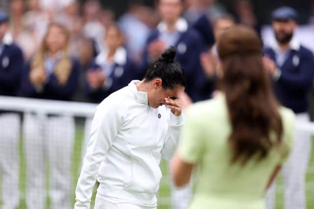 The runner-up joked in her on-court interview that she was “going to look ugly in the photos” before sobering up and adding: “I think this is the most painful loss of my career.”