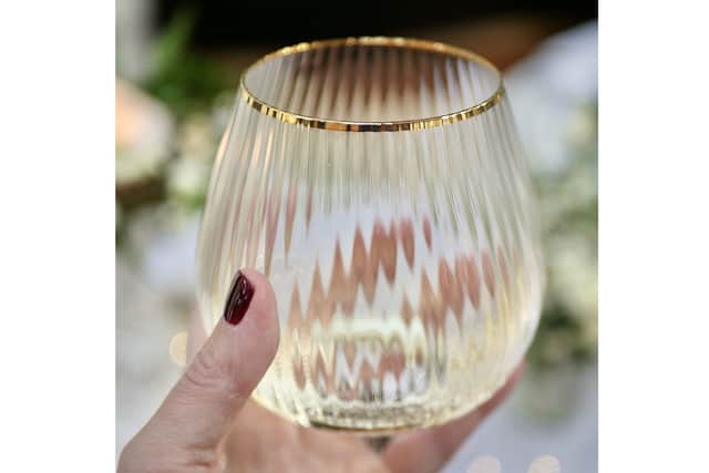 3. Lauren Stemless Balloon Glasses With Gold-Rim – Pair, £24, Dress For Dinner