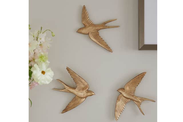 7. Set of 3 Gold Swallow Wall Art Plaques, £20, Next