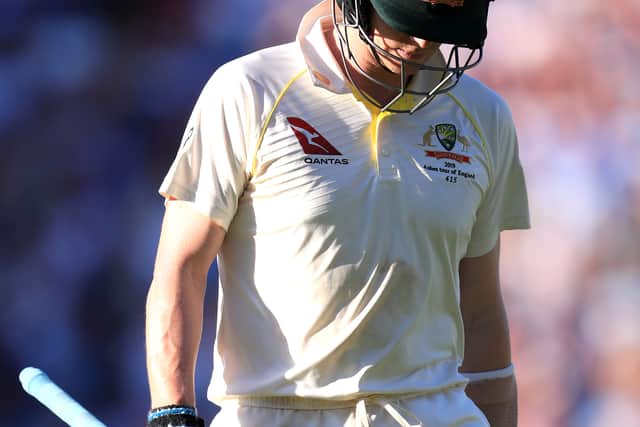 Smith scored 92 in the first innings, which had been delayed due to rain, before he was dismissed lbw by Chris Woakes.