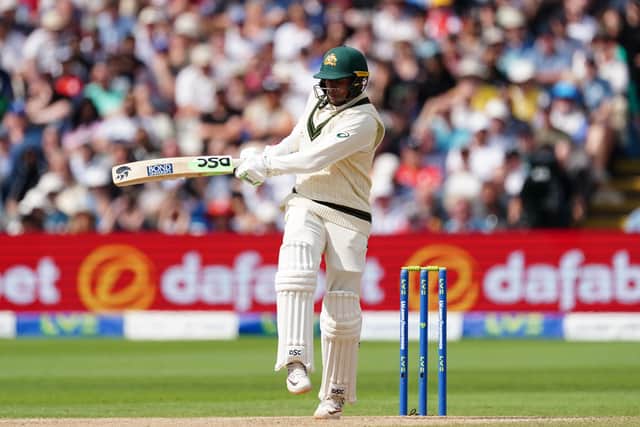 Ben Stokes tossed the ball to Moeen in an attempt to mix things up and the plan paid off almost immediately. Moeen’s first three deliveries cost 10, with two drag downs and a thick edge, but the fourth was a charm. Dipping and turning away from the left-handed Head, it flicked the bat and rested safely with Joe Root at slip.