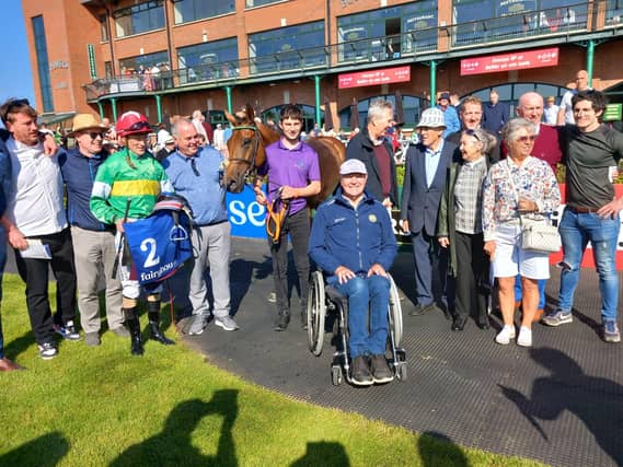 Winning connections of Matt Connor after his victory at Fairyhouse on Thursday with the Offaly GAA star also present for the winning presentation.
