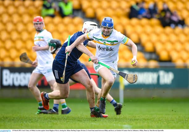 Jack Clancy bursts forward for Offaly