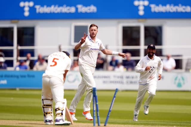 Robinson headed for the pavilion before lunch, having bowled an eight-over spell in the morning session – despite already feeling some discomfort at the base of his lower leg the previous evening.