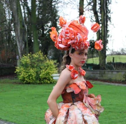 'Neon Electric' was the name of the dress (pictured below) designed by Jane Maher, Emma Buggy and Molly Crerand from Killina Presentation Secondary School where the teacher involved was Maureen Connaghan.