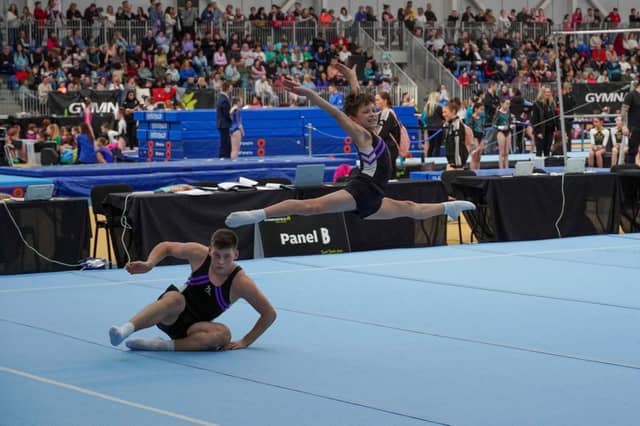 Flying high: Konrad Skura in action with his partner Simon