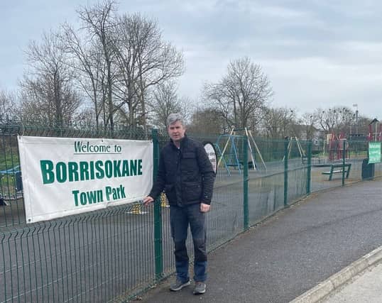 Independent Councillor Michael O'Meara at the Borrisokane playground