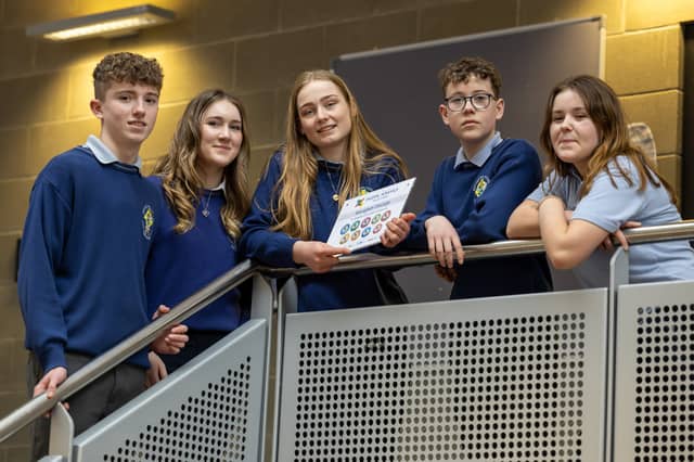 Pictured at the awards event in Co. Offaly are pupils from Banagher College, one of 14 winning schools, l to r: Johnny Clancy, Rachel Cleary, Alex Kenny, Evan Sexton and Katie Flanagan