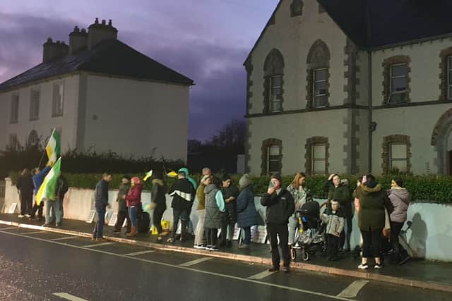 Speaking at the protest in Kilcormac (other protesters are pictured below), Mr McGhee listed a number of other towns where he claimed difficulties had been caused by Government decisions to accommodate migrants.