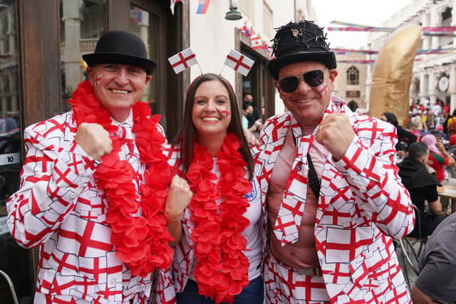 England fans sang Neil Diamond’s Sweet Caroline and danced to New Order’s football anthem World In Motion as they enjoyed the atmosphere at the Cabana Hop Garden, at Doha’s Radisson Blu Hotel.