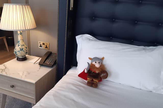 When I checked in, there was a Viking in my bed – Viktor, a charming soft toy included in welcome packs for children. He proves a companion not just for exploring the city, but also the hotel, as there’s a scavenger hunt map of features to help younger guests find their way around – who knew an Edwardian office block could hide an outline of Mickey Mouse in its original flooring? Children are also given bath bombs and some “grand dollars” for a properly grown-up hotel experience to remember.