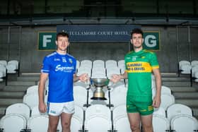 Pictured ahead of the Tullamore Court Hotel Offaly Senior Football Championship final at O'Connor Park next Sunday were Michael Brazil of Tullamore and Niall McNamee of Rhode.