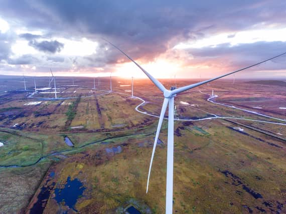 Turbines on a Bord na Mona wind farm
