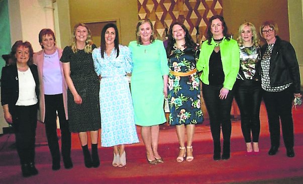 Presentation from Drumcullen GAA and Camogie Club to Maria Davis (l. to r.): Michelle Egan, Sinéad Dooley, Mrs Maria Davis, Peter Lyons, Dermot Horan.