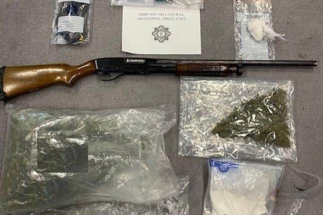 Gardai said that during the search, a loaded shotgun and ammunition was discovered along with quantities of cocaine and cannabis worth €50,000 – pending analysis.
