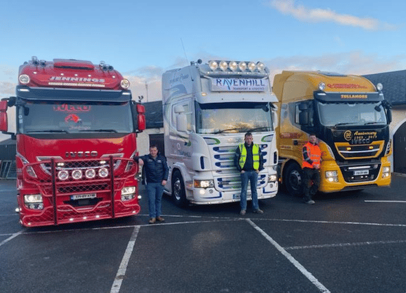 Local heroes Conor Jennings, Bernard Leavy and Damien Longwood with Offaly hurler Ross Ravenhill will travel to the Polish Ukrainian border with vital supplies