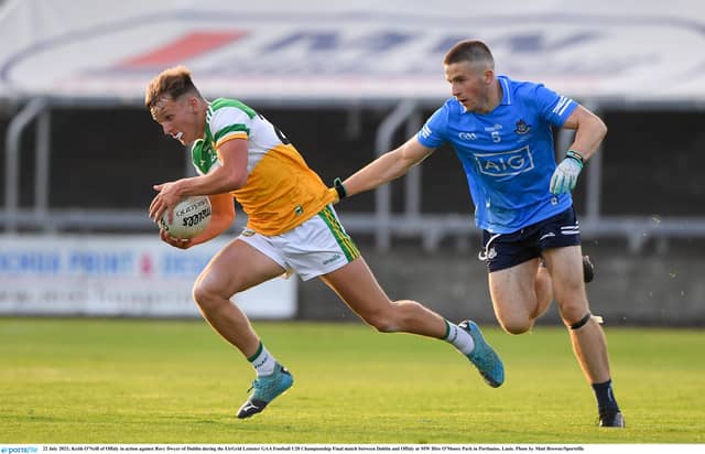 Keith O'Neill in action for Offaly in the Leinster U-20 FC final last year.