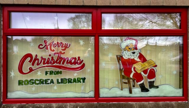 Niamh Ryan painted the beautiful Christmas decorations on the Library's windows
