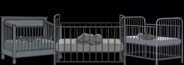 A stark image from the animation film "Her Song" which focusses on the scandal of the Mother and Baby Homes which existed from 1922 to 1998.