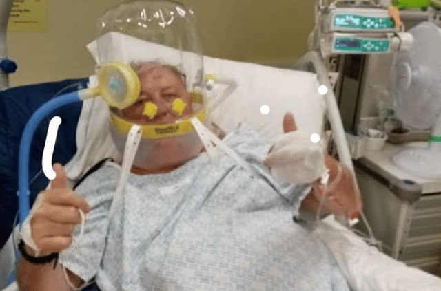 Nicky Keogh pictured in his ICU bed