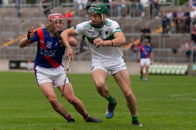 Paddy Rigney got a serious looking leg injury for Kinnitty against Drumcullen.