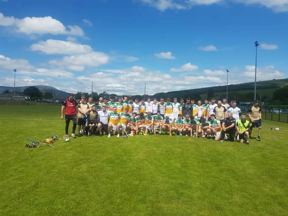 The Offaly panel and management after beating Wicklow.