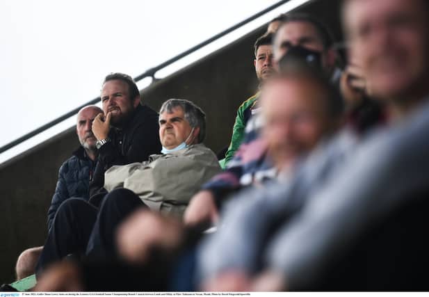 Shane Lowry watching Offaly and Louth with his father Brendan and uncle Tommy Scanlon.