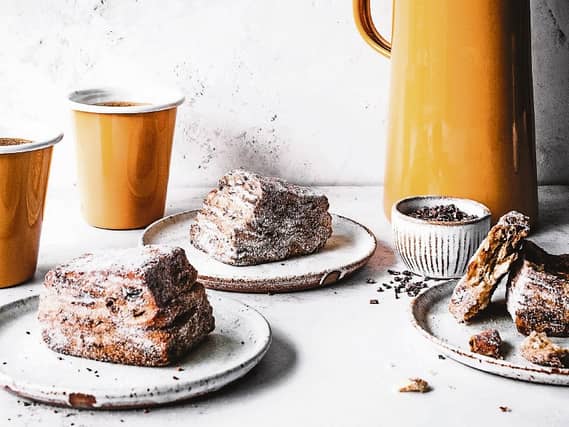 Brioche buns with espresso cacao nibs
