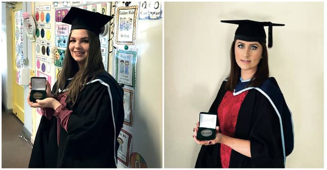 Ann Whelan (L) and Aideen O'Hanlon with their awards