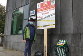 Offaly environmental campaigner Tom Roche at Offaly County Council headquarters in Tullamore this morning