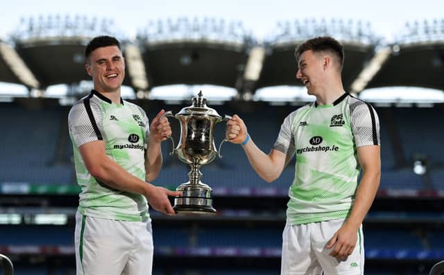 Current champion Cillian Kelly, left, with his brother and 2019 Leinster champion Cathal Kelly. Photo by Brendan Moran/Sportsfile